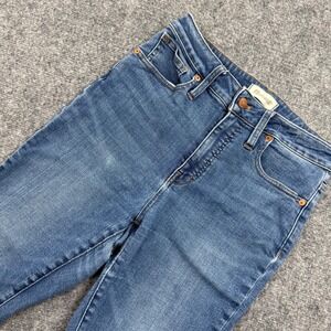 Madewell Curvy High Rise Skinny Jeans Medium Wash Frayed Hem Women 26T